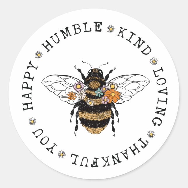 Sticker Rond Sois Gentil, Heureux, Sois Toi, Merci, Sois Humble (Devant)