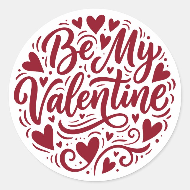 Sticker Rond Sois Ma Saint-Valentin Dark Romantic Rouge Script  (Devant)