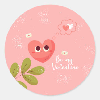 Sticker Rond Sois mon coeur rose Valentine