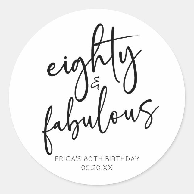 Sticker Rond Soixante et fabuleux minimal 80e fête d'anniversai (Devant)