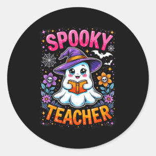 Sticker Rond Soky Professeur Gentil Fantôme Lisant Livre Drôle