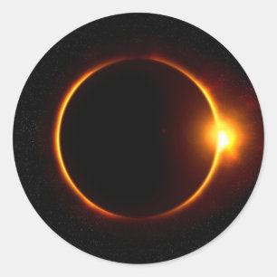 Sticker Rond Solaire Éclipse Soleil foncé et Lune