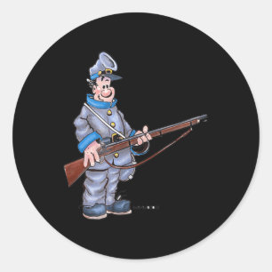 Sticker Rond Soldat de guerre civile amusant