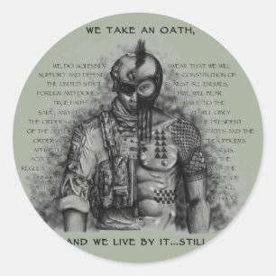 Sticker Rond Soldat Guerrier - Personnaliser de serment Couleur