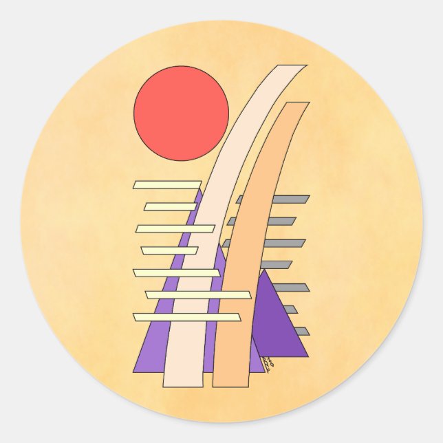 Sticker Rond Soleil abstrait, ombres, reflets et structures (Devant)