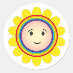 Sticker Rond Soleil arc-en-ciel