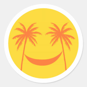 Sticker Rond soleil avec palmiers et hamac