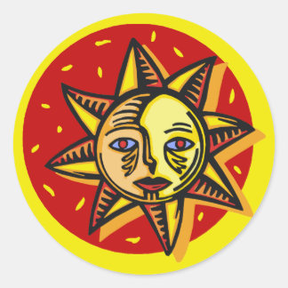 Sticker Rond Soleil bleu
