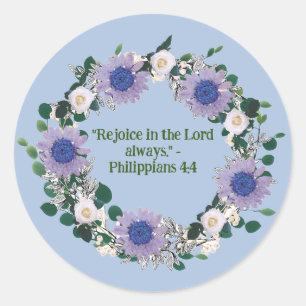 Sticker Rond Soleil bleu Fleur Floral Wreath Christian Rappels