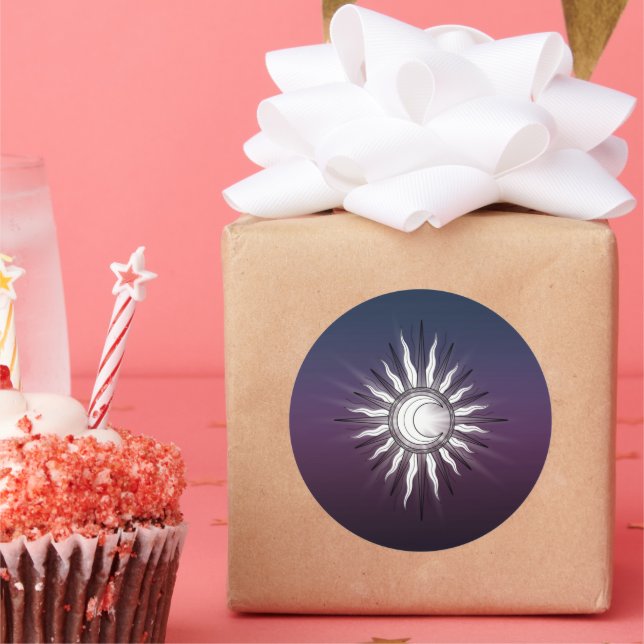 Sticker Rond Soleil Céleste Et Lune (Fête)