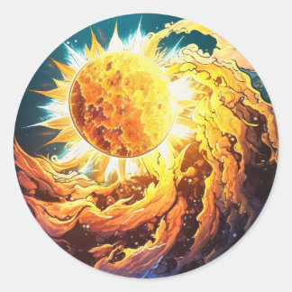 Sticker Rond soleil éclatant. étoile éclatante. cosmos