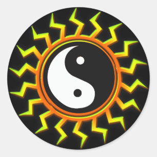 Sticker Rond Soleil équilibré d'Orange Yin Yang