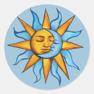 Sticker Rond Soleil et Lune Soleil LuneEnfant
