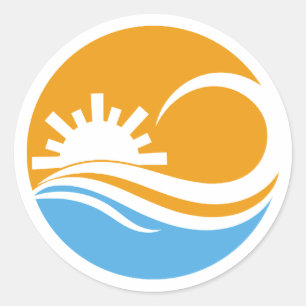Sticker Rond soleil et vague
