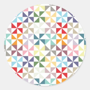 Sticker Rond Soleil géométrique coloré