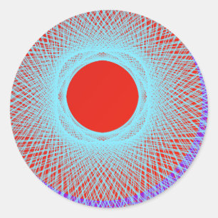 Sticker Rond soleil rouge donner multicolore art abstrait