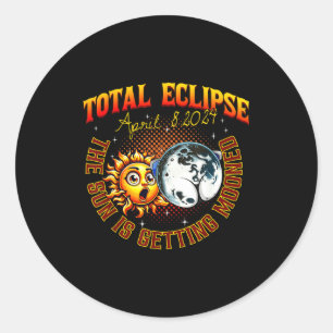 Sticker Rond Soleil se faisant luner Éclipse totale de Soleil