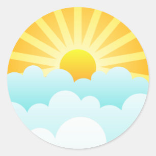 Sticker Rond Soleil se levant sur les nuages