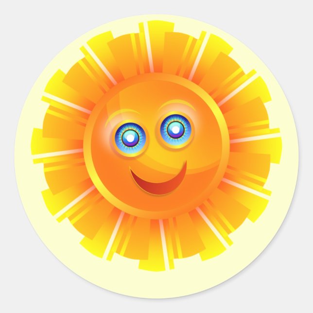 Sticker Rond Soleil, souriant et heureux (Devant)