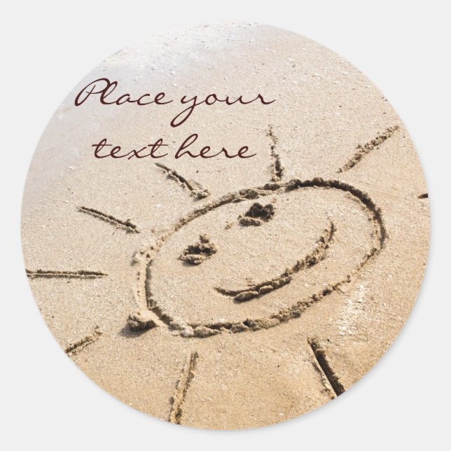 Sticker Rond Soleil Sur La Plage (Devant)