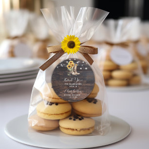 Sticker Rond Soleil Tournesol Rustique Mariage Remerciements 