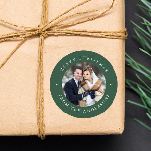 Sticker Rond Solid Green   Holiday Photo