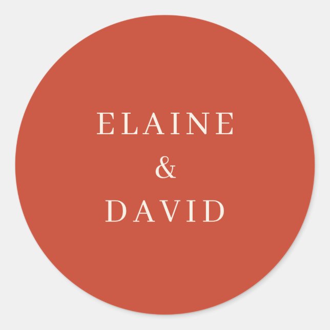 Sticker Rond Solide Rustique Orange Mariage moderne (Devant)