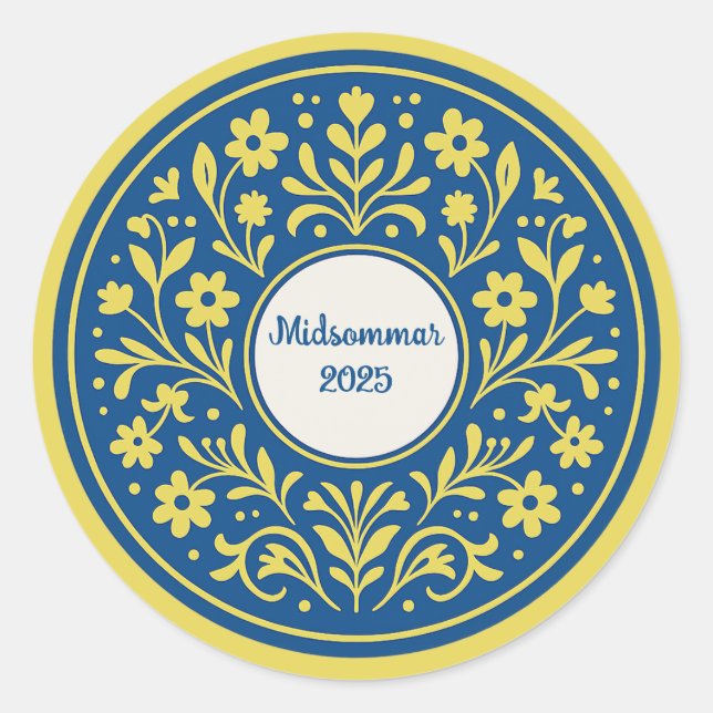 Sticker Rond Solstice d'été - Midsommar Litha suédois tradition (Devant)