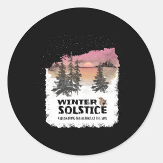 Sticker Rond Solstice D'Hiver Fête Du Retour Du Soleil