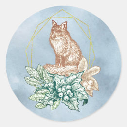 Sticker Rond Solstice d'hiver renard floral
