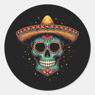 Sticker Rond Sombrero - Día de los Muertos