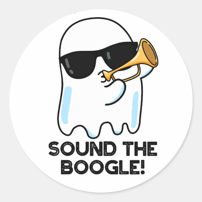Sticker Rond Son Boogle Funny Ghost Bugle Pun (Devant)