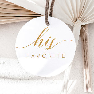 Sticker Rond Son cadeau favori de faux or calligraphié 