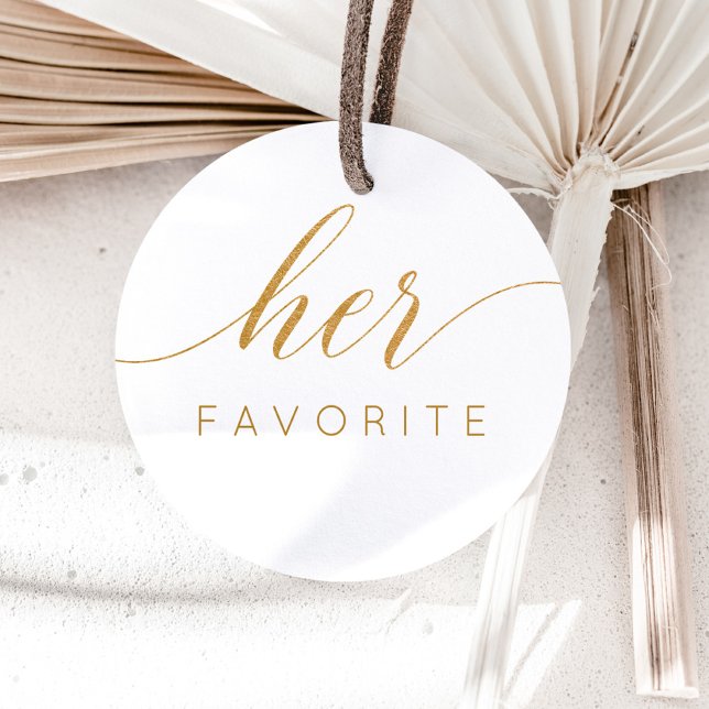 Sticker Rond Son cadeau favori en faux or calligraphié  (Créateur téléchargé)