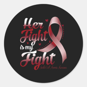 Sticker Rond Son Combat Est Mon Combat Contre L'Anémie Cellulai
