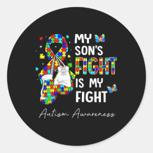 Sticker Rond Son Combat Est Mon Combat Mon Fils Sensibilisation