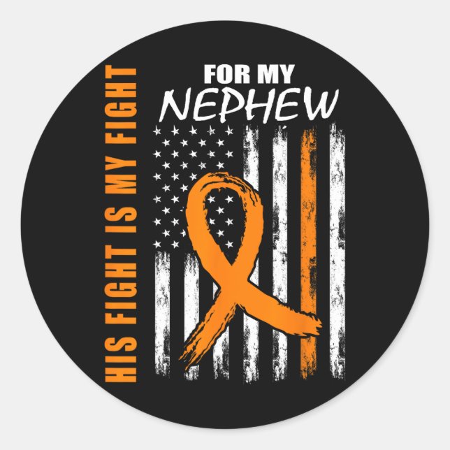 Sticker Rond Son combat est mon combat Nephew Leukemia Sensibil (Devant)