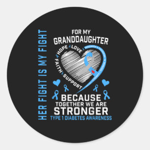 Sticker Rond Son Combat Est Mon Combat Petite-Fille Type 1 Diab