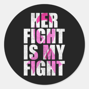 Sticker Rond Son combat est mon combat Vêtements cancer du sein