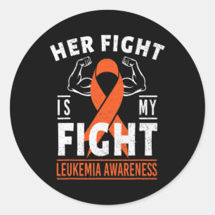 Sticker Rond Son combat est My Fight Leukemia Cancer Awareness