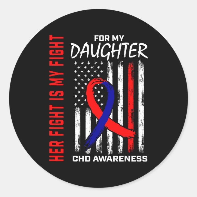 Sticker Rond Son Combat Fille Chd Sensibilisation Drapeau Améri (Devant)