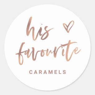 Sticker Rond Son favori   Décontracté Rose Gold Script and Hear