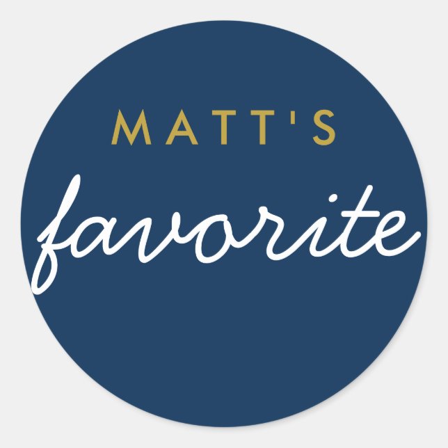Sticker Rond "Son" Favori Weeding Snack Marine Blue Gold Blanc (Devant)