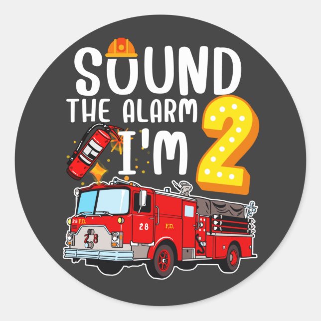 Sticker Rond Son L'alarme Je suis 2 pompier Moteur d'incendie (Devant)