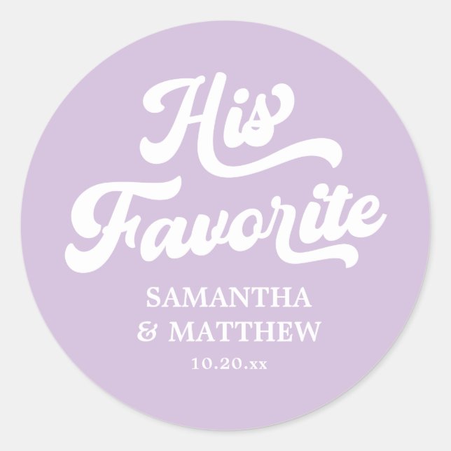 Sticker Rond Son Mariage Favori Violet Lumière Faveur (Devant)