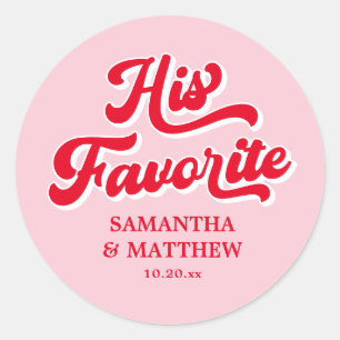 Sticker Rond Son Mariage préféré rose et rouge rétro