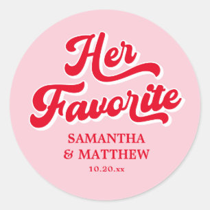 Sticker Rond Son Mariage préféré rose et rouge rétro