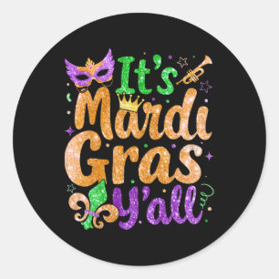 Sticker Rond Son Masque Mardi Gras Yall Mardi Gras Party