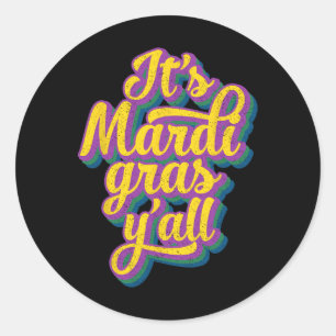 Sticker Rond Son Masque Mardi Gras Yall Mardi Gras Party
