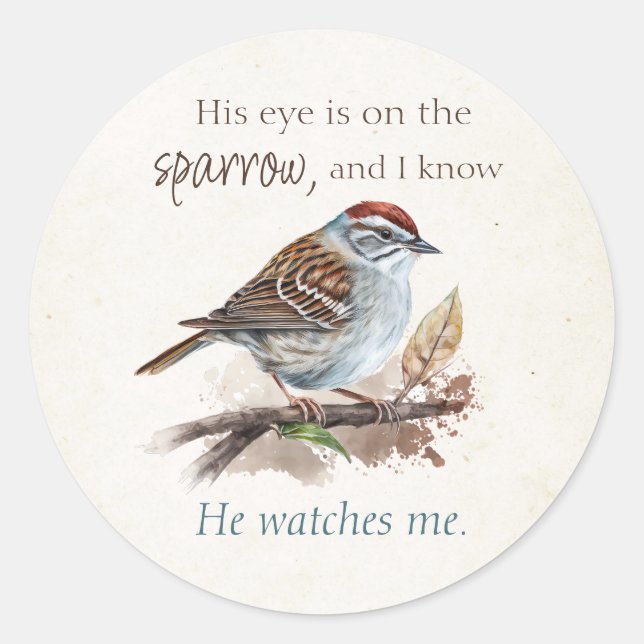 Sticker Rond Son oeil est sur le Bruant, Inspiration, Oiseau (Devant)
